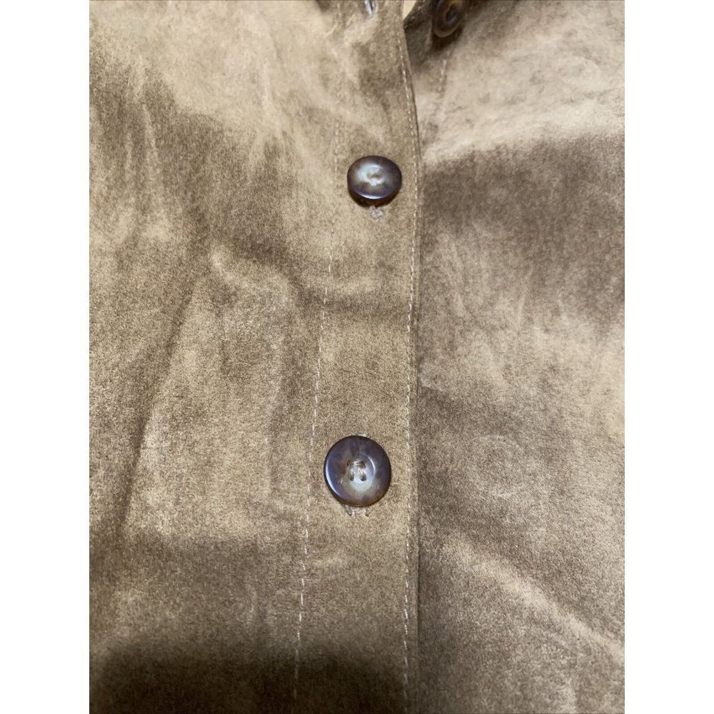 positano pelle Vintage camel brown Genuine suede long sleeve jacket Large - Picture 6 of 6